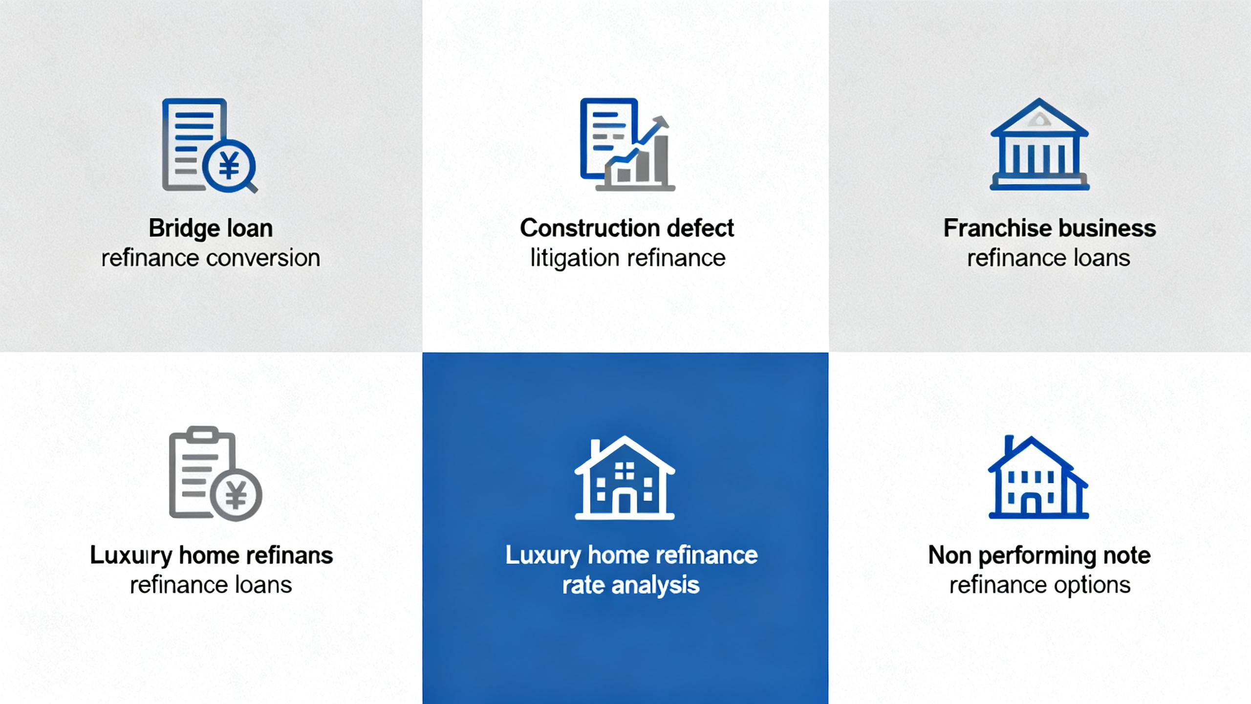 Comprehensive Guide to Bridge Loan Refinance, Construction Defect Litigation, Franchise Business, Luxury Home, and Non – performing Note Refinancing