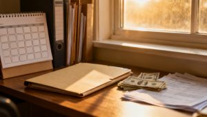 1099-INT Bank Brokerage scene at a file-box lid