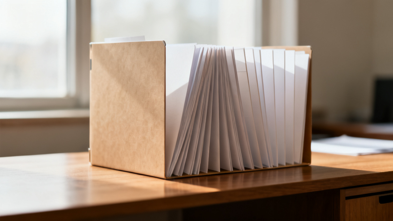 Crop of refinance application folder on kitchen island