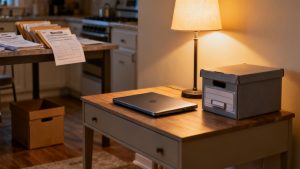 Household mail stack with escrow-waiver line packet