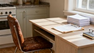Construction-to-Permanent scene at a kitchen island