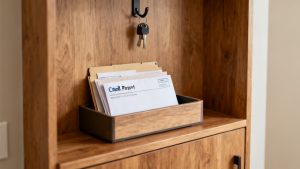 Household accordion-file lid with annual credit-report envelope