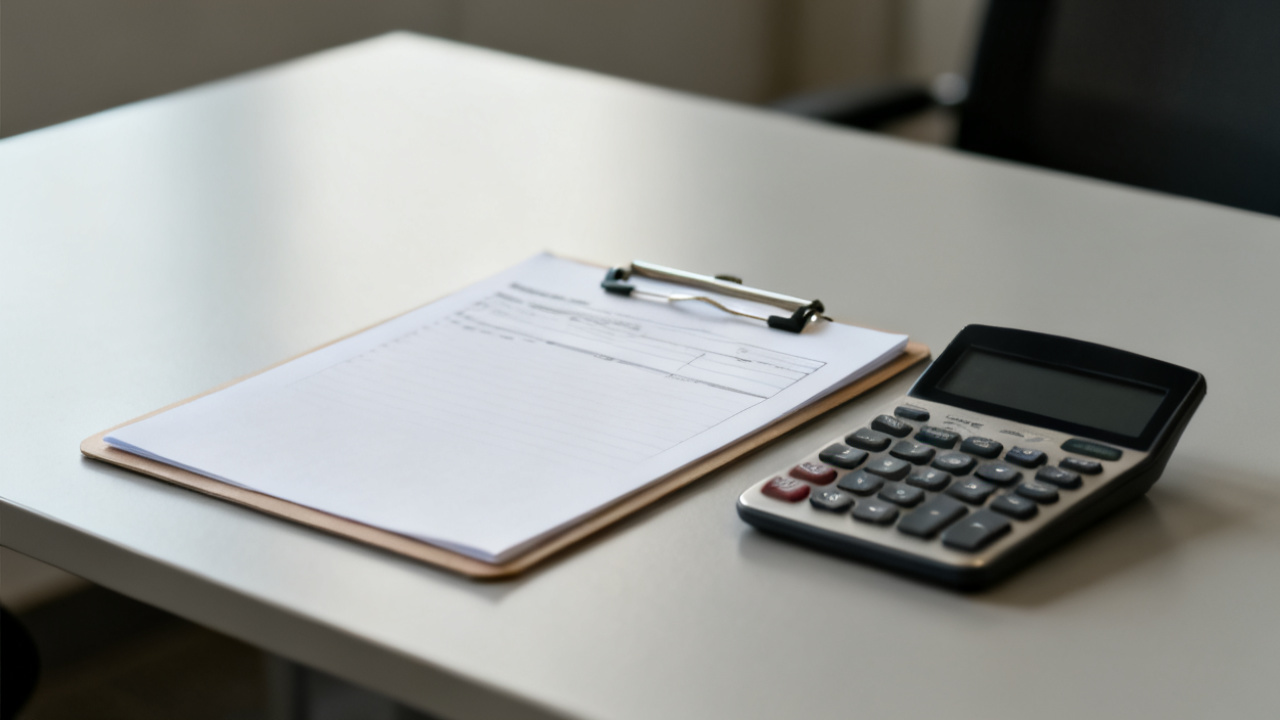 Crop of note and deed folder on sideboard