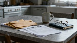 Quiet side table for employment-screening disclosure