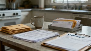 medical-collection line waiting on a desk blotter
